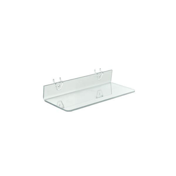 13.5"W x 4"D Clear Acrylic Shelf for Pegboard and Slatwall, PK4